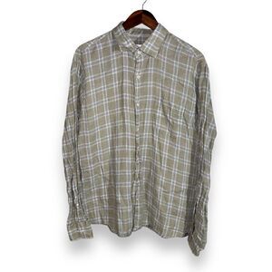 Peter Millar Sage Green 100% Linen Button Up Shirt Size L
